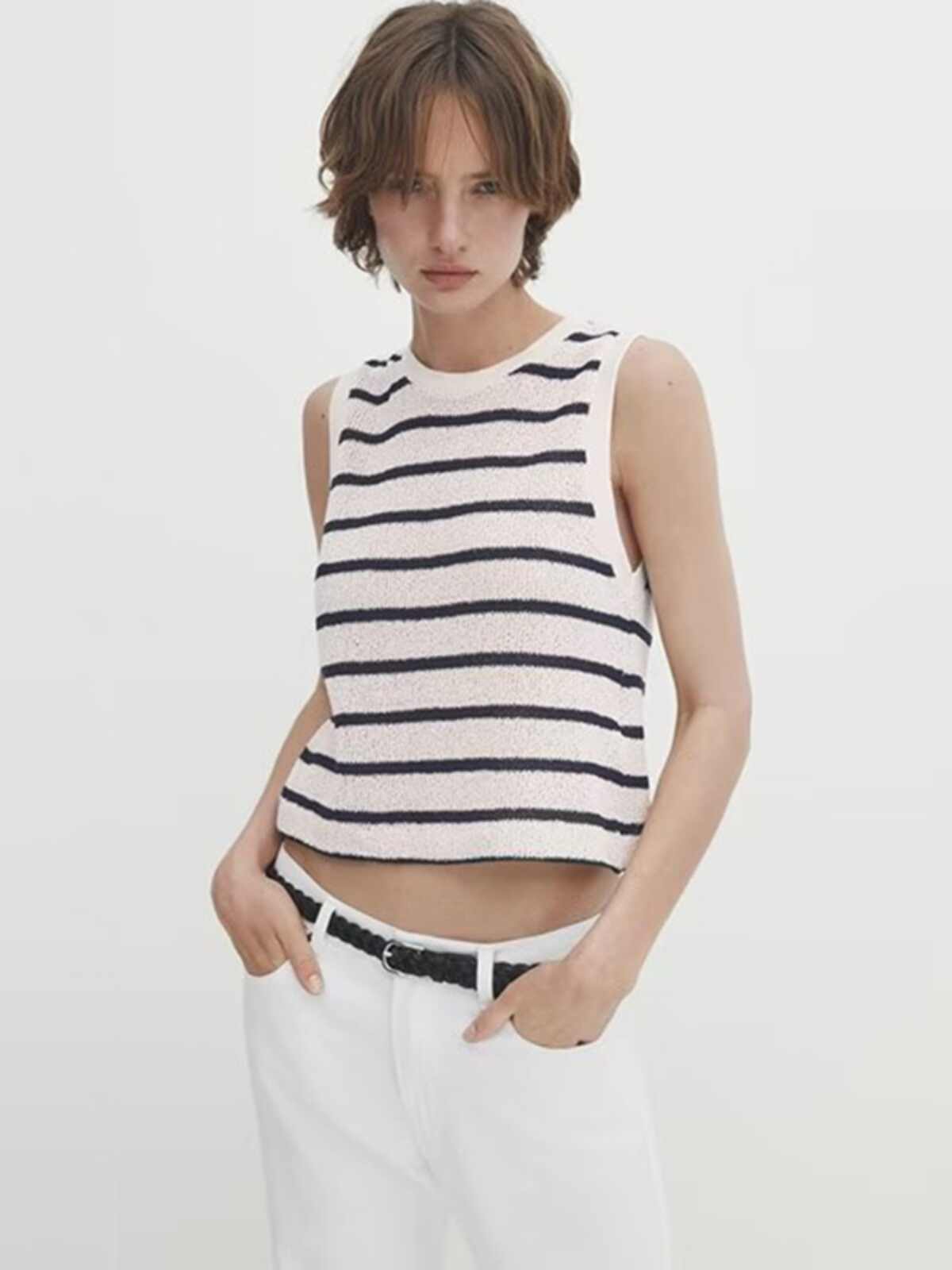 Cotton Striped Crop Top