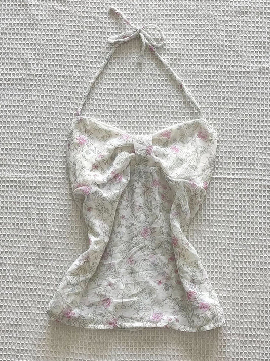 white floral halter top