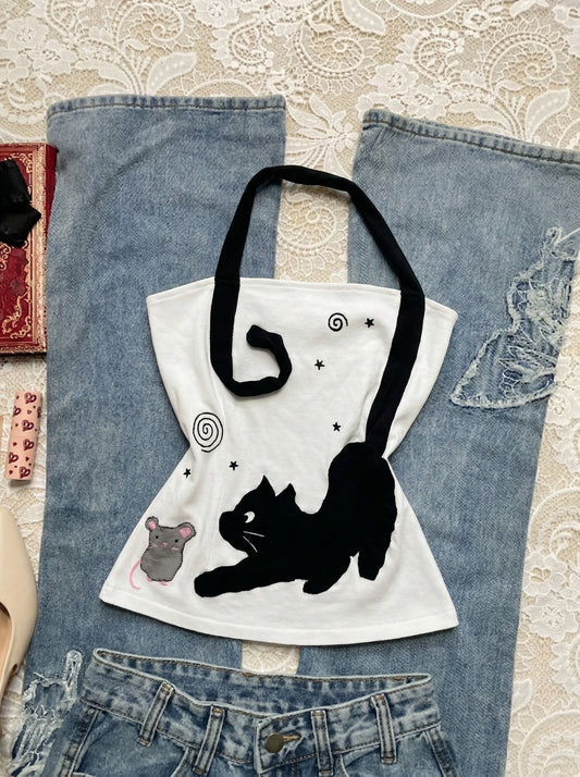 kawaii cat crop top