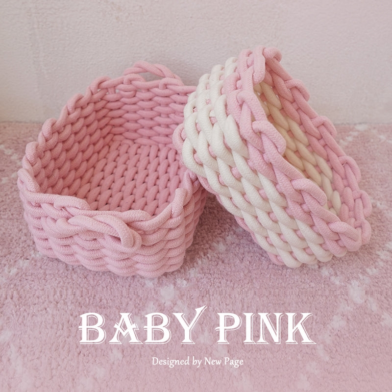 Pink Cotton rope storage basket