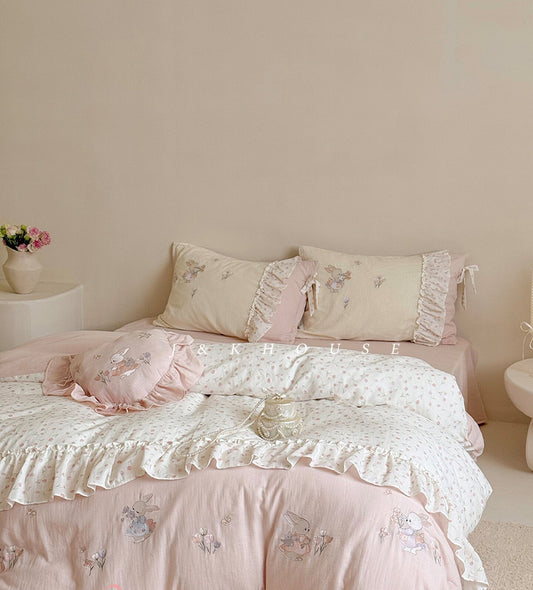 French girly cotton bed sheets four-piece set