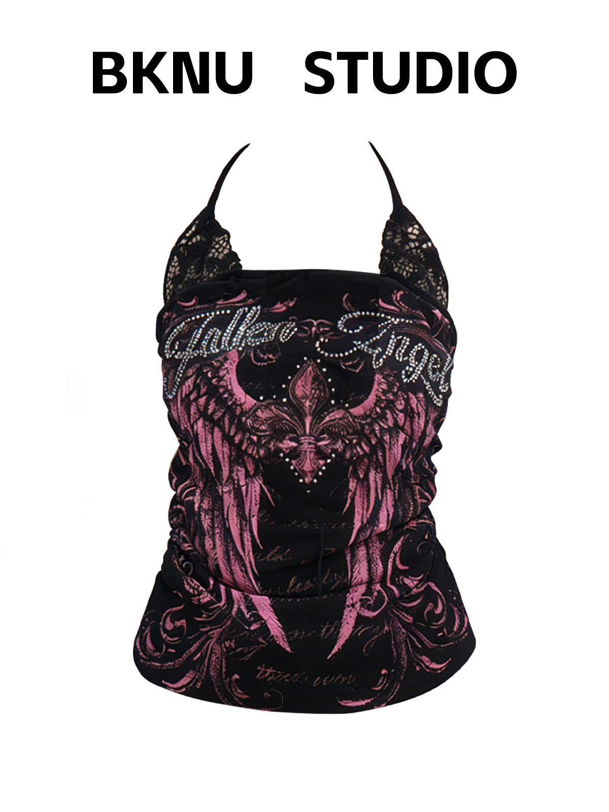 Lace patchwork designer-fit Y2K top