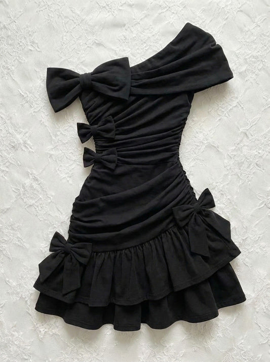 dark coquette bows dress