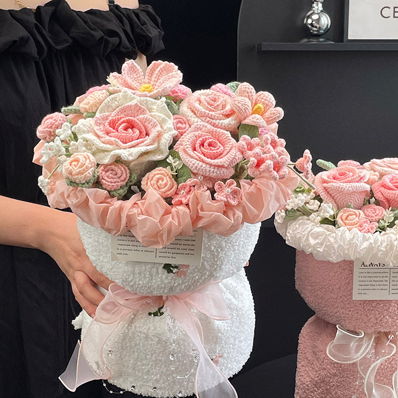 Hand-knitted bouquet birthday gift