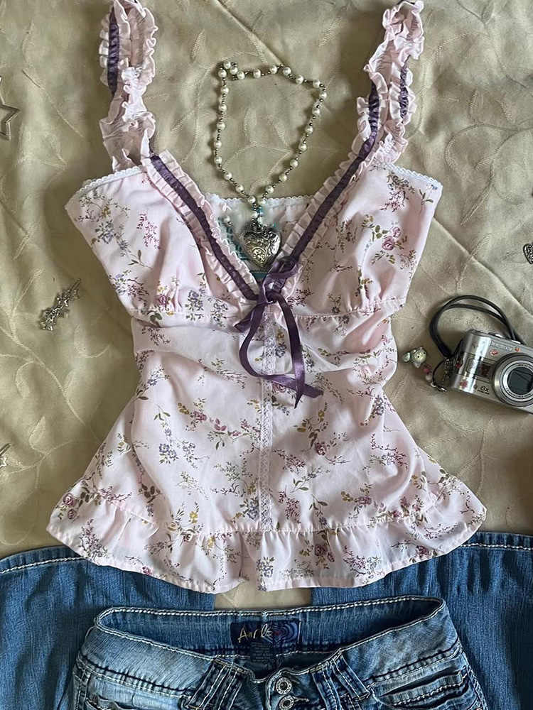Retro Chic Pink Floral Top