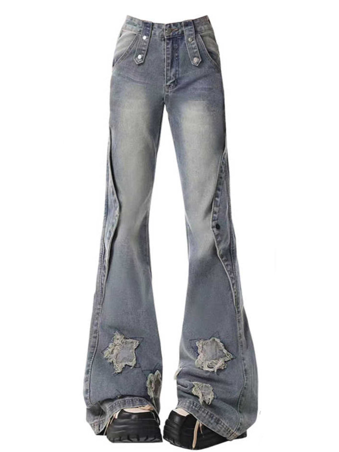 Star Girl Patch Micro-flared Coquette Jeans