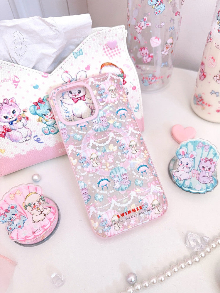 kawaii shell pattern magnetic phone case