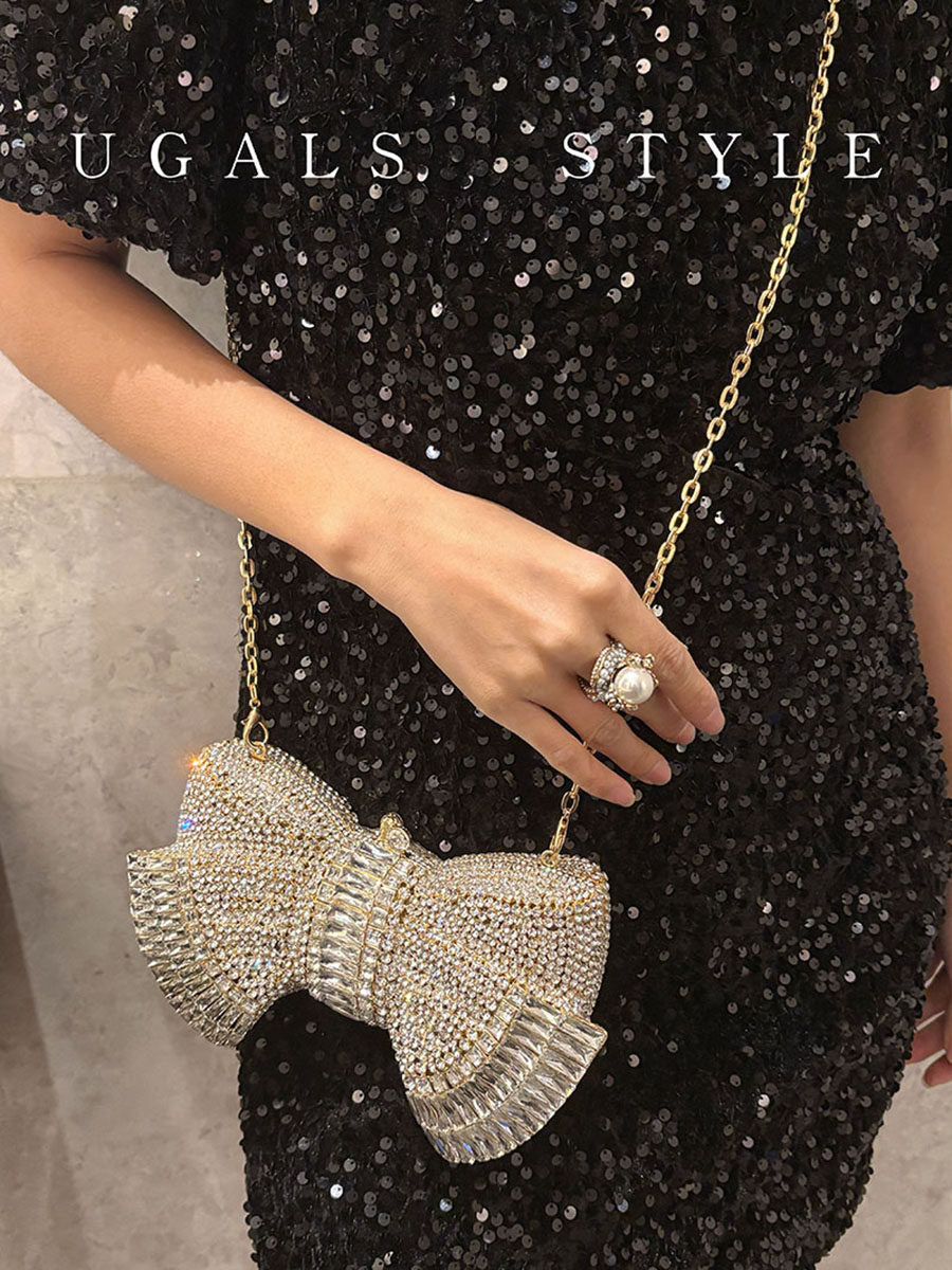 bow rhinestone crossbody bag