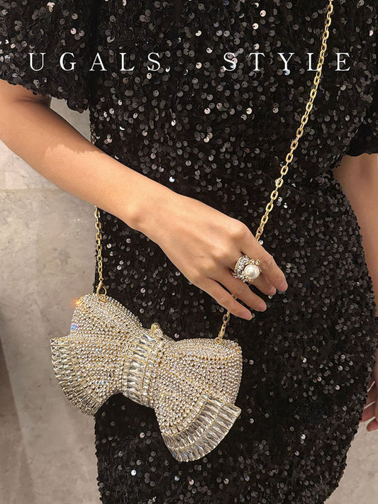 bow rhinestone crossbody bag