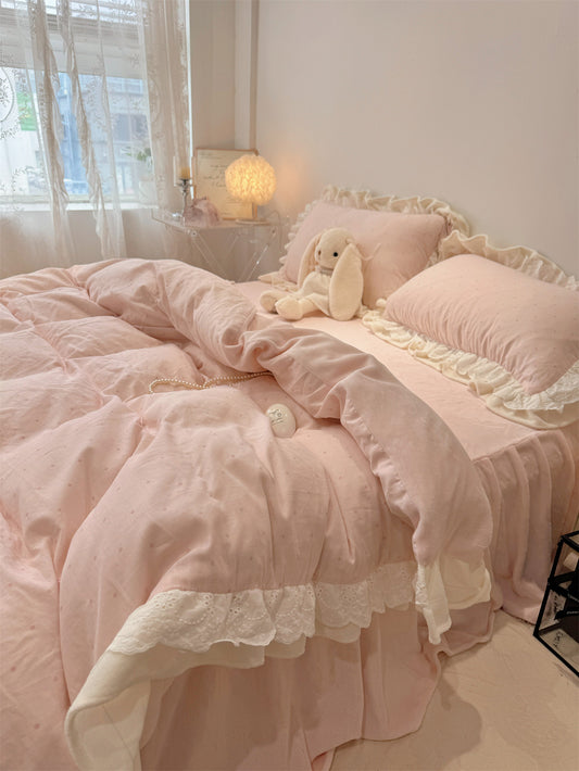 Milk pink bed sheet set of four