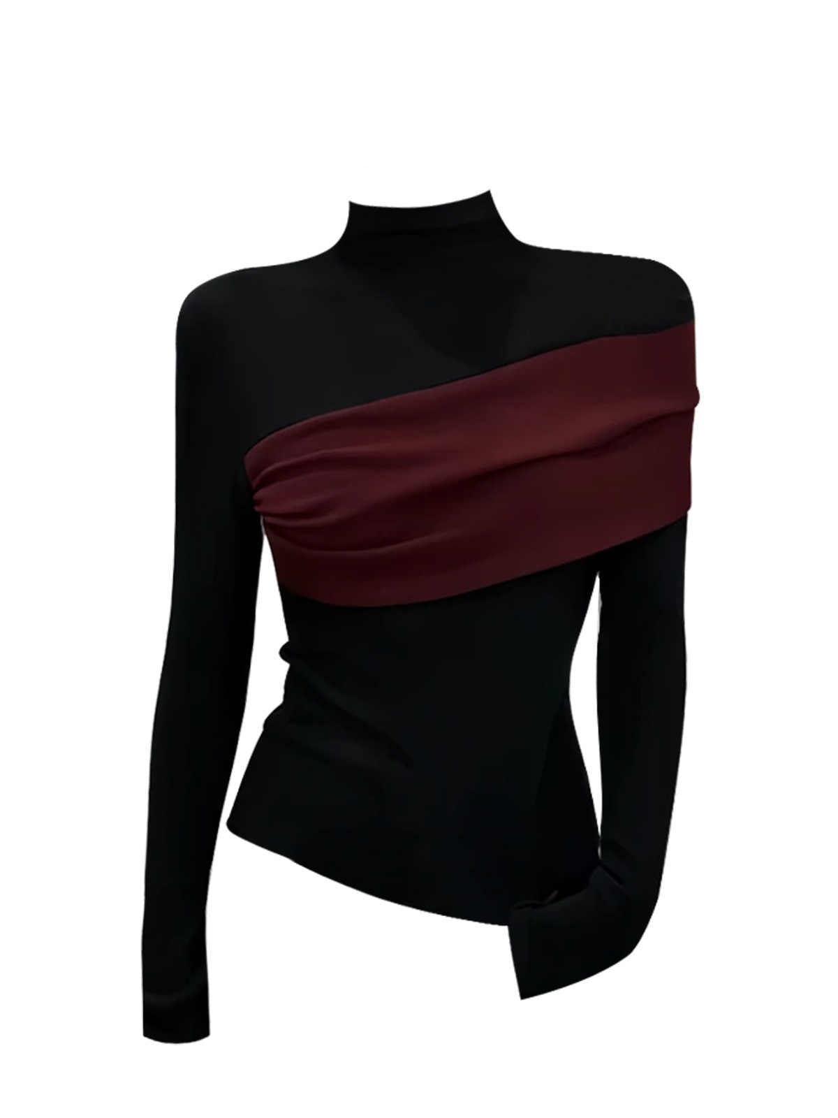 Dark Coquette Burgundy Velvet Long-sleeved Top