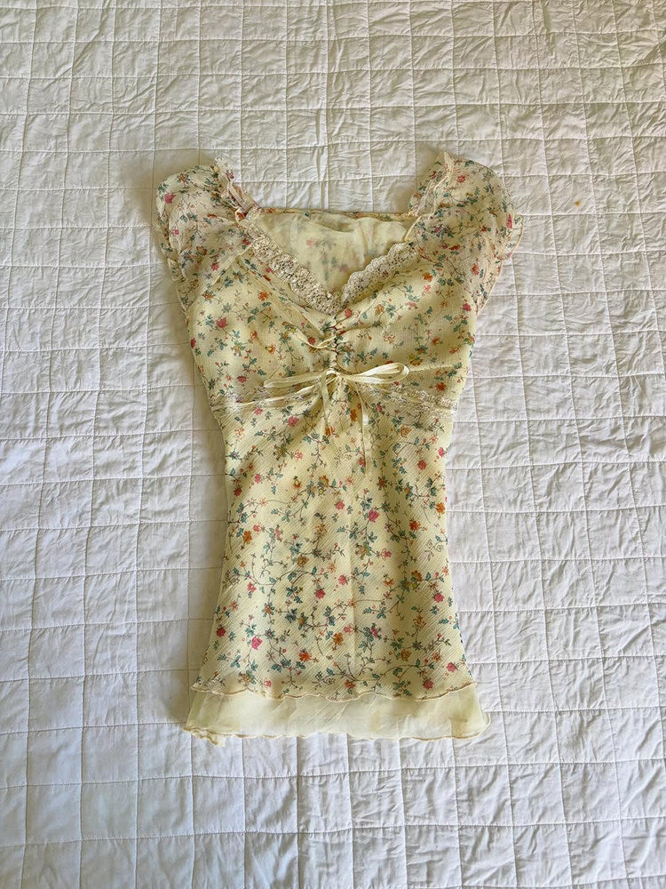 vintage yellow floral shirt