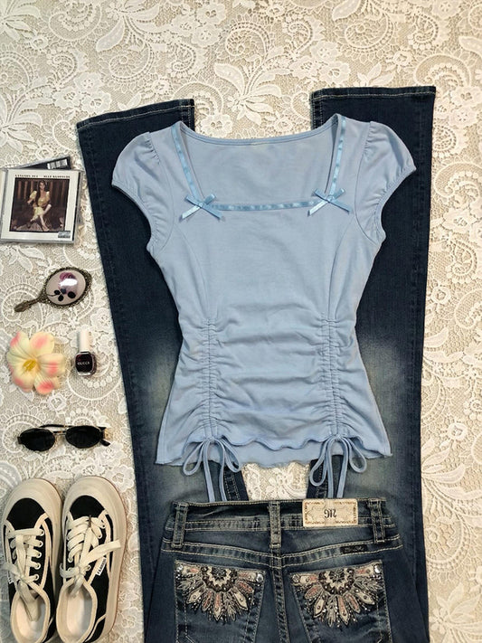 baby blue bow shirt
