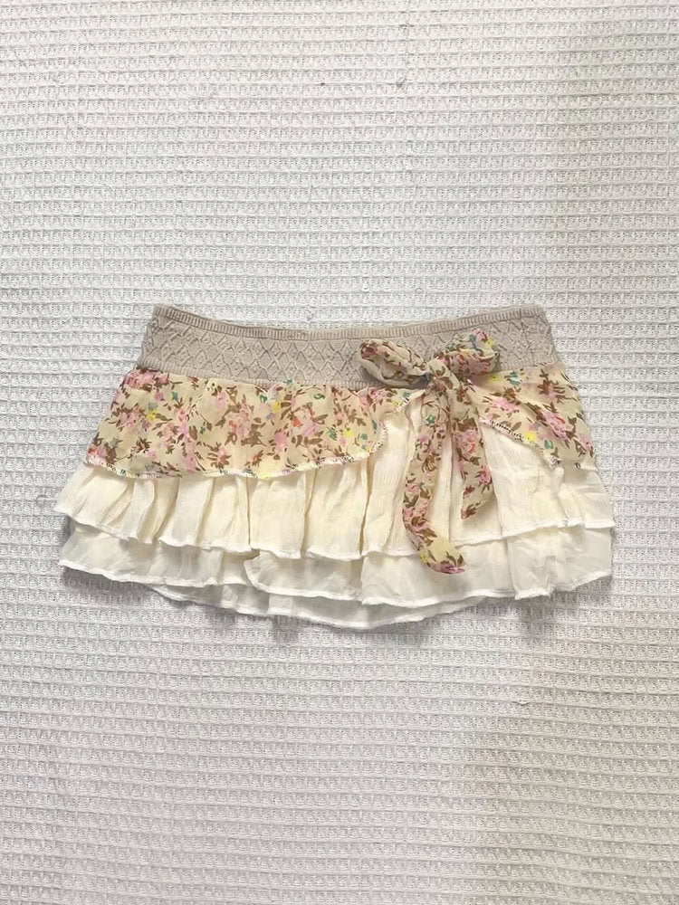 floral mesh bow skirt