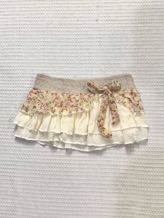 floral mesh bow skirt