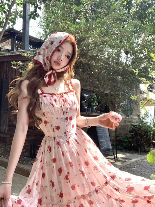 rose floral lace dress