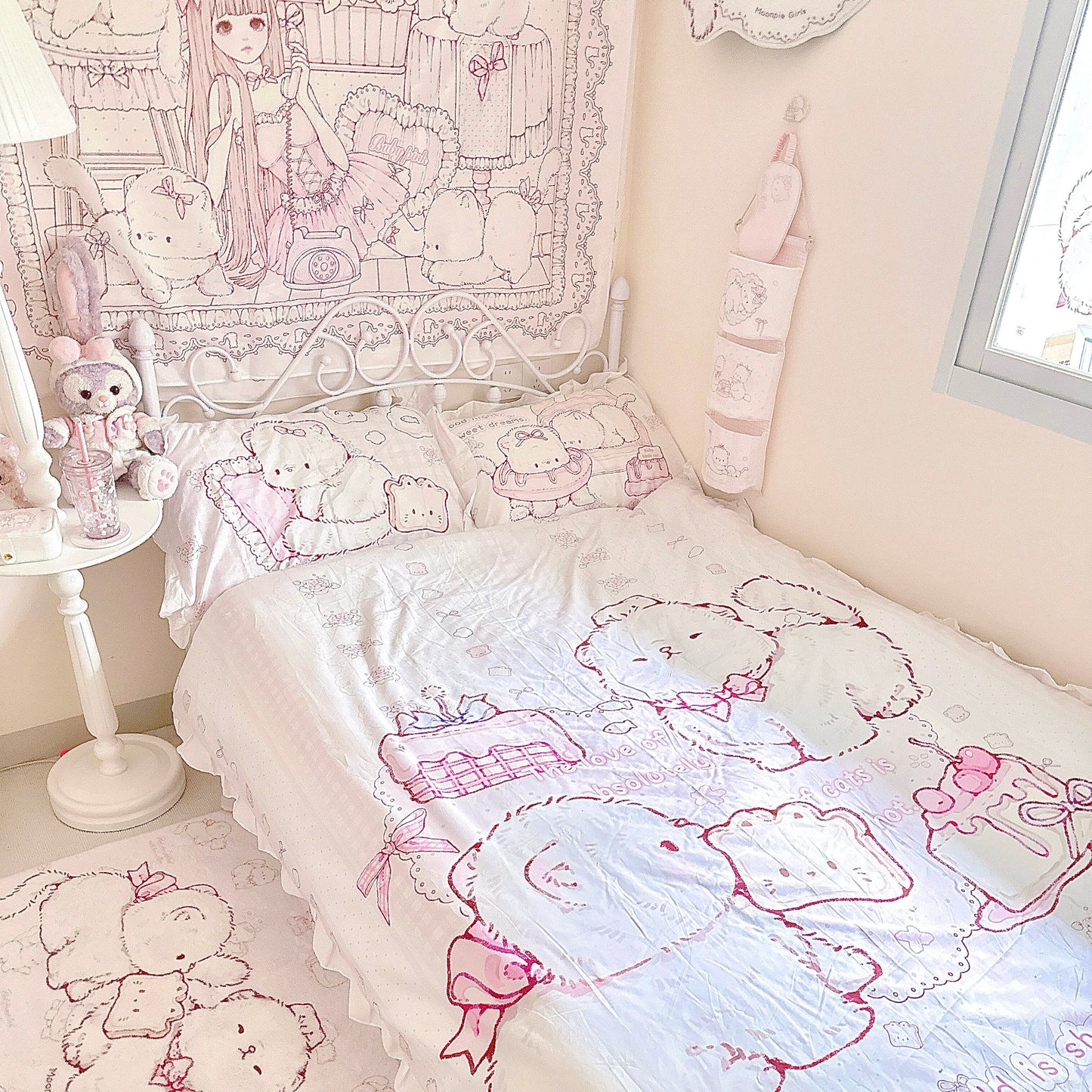 Ruffled girly sweet bed sheet set of four