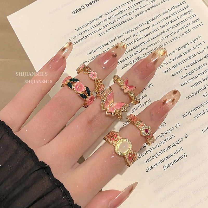 camellia butterfly kawaii ring