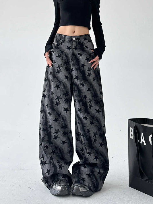 Y2K Full Stars Blooming Wide-leg Pants