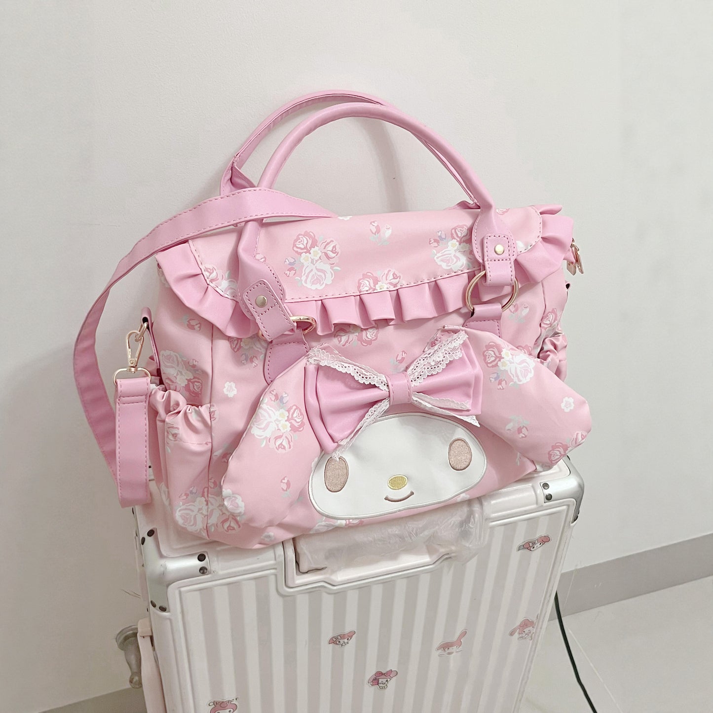 kawaii melody pink leather handbag