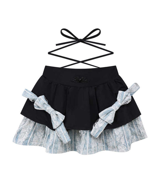 Strap Bow Dark Coquette Skirt