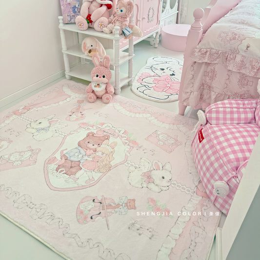 Pink Bear Girls Bedroom Bedside Blanket