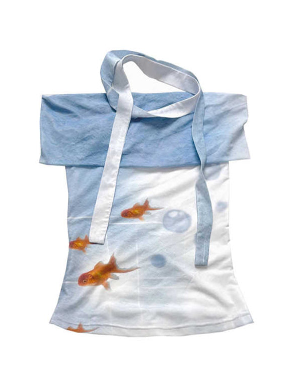 Y2K Goldfish Stretch Off-shoulder Top