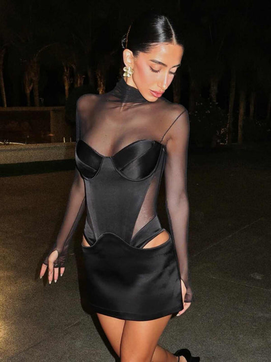 Mesh Hollow Cut Hip-hugging Dress