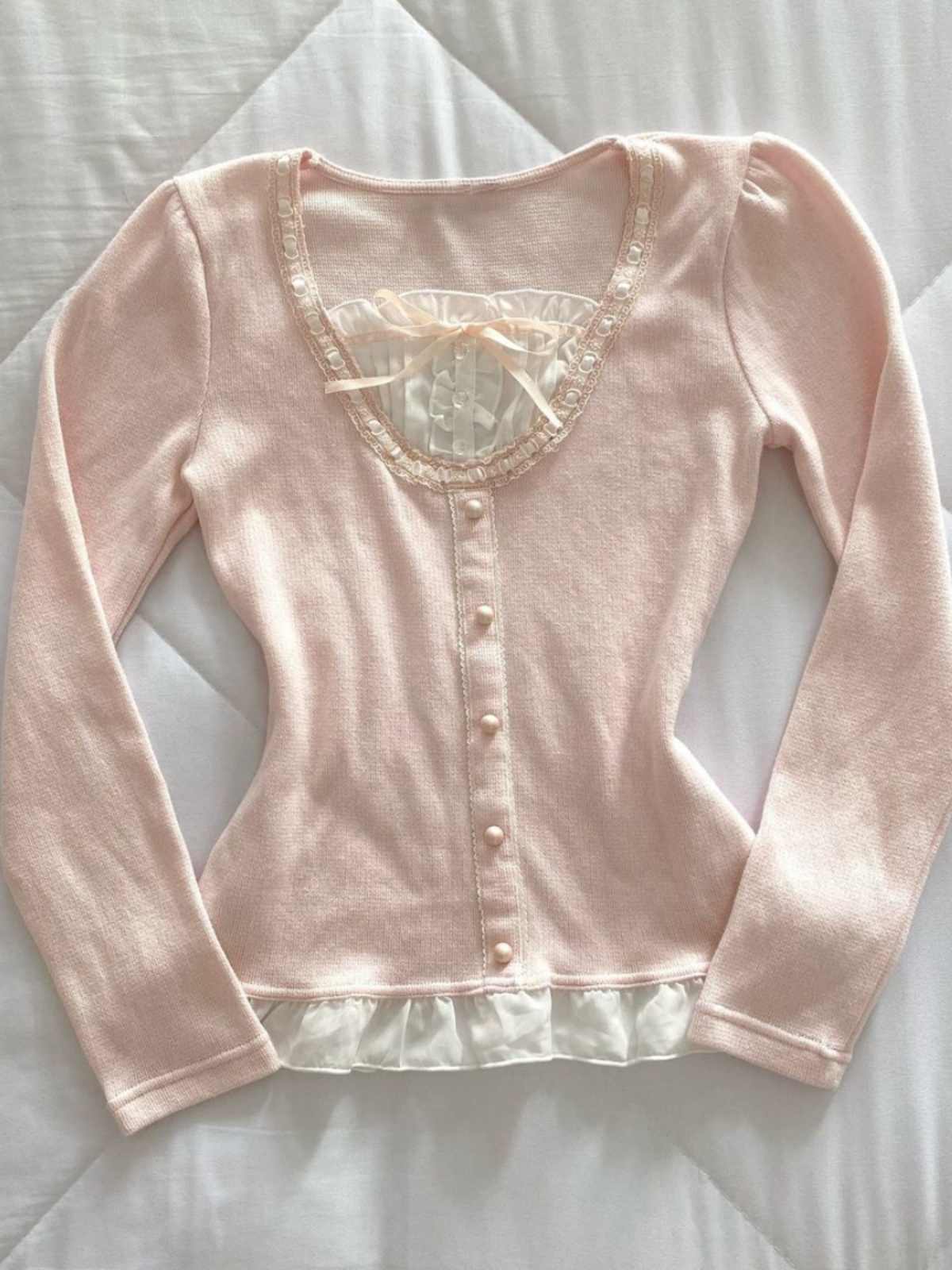 Coquette Soft Pink Long-sleeved Top