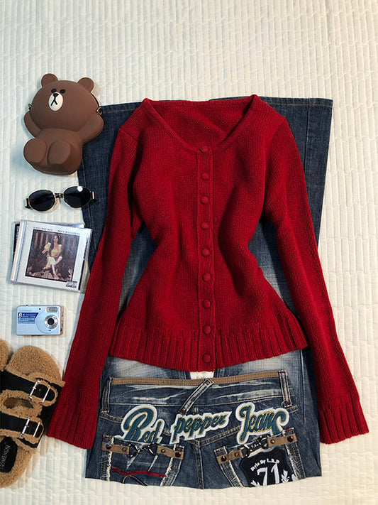 red vintage sweater