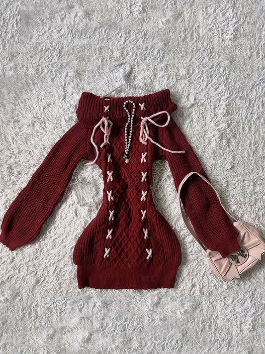 retro straps red sweater