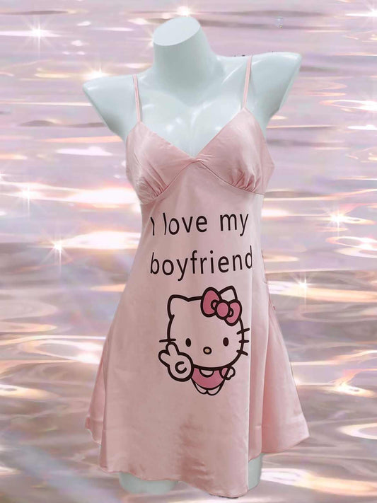Cute Kitty Suspender Nightgown