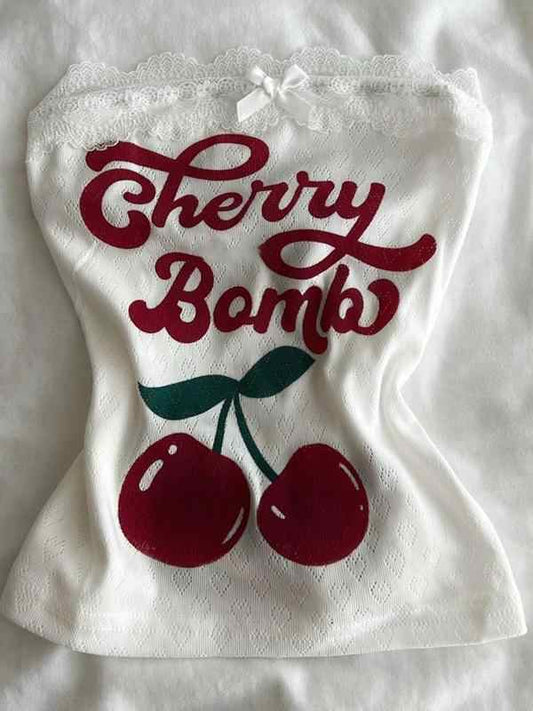 Cherry Printed Crop Top
