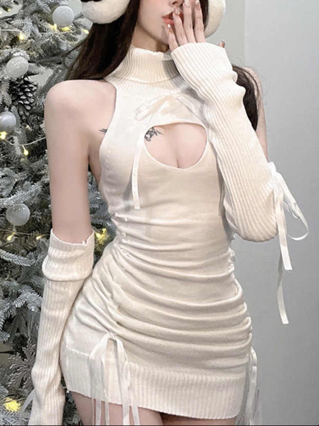 Knitted Hollow Straps Dress
