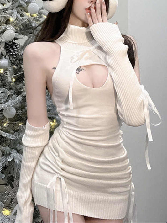 Knitted Hollow Straps Dress