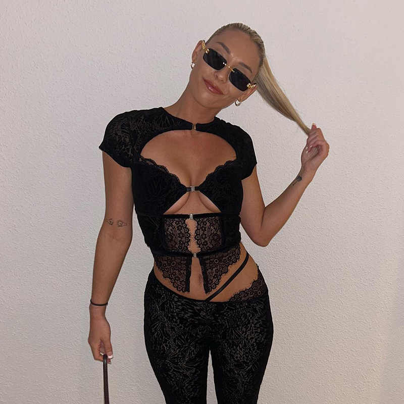 Baddie Mesh Lace Crop Top