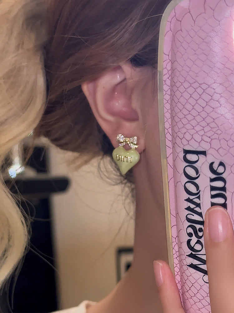 heart bow kawaii earrings