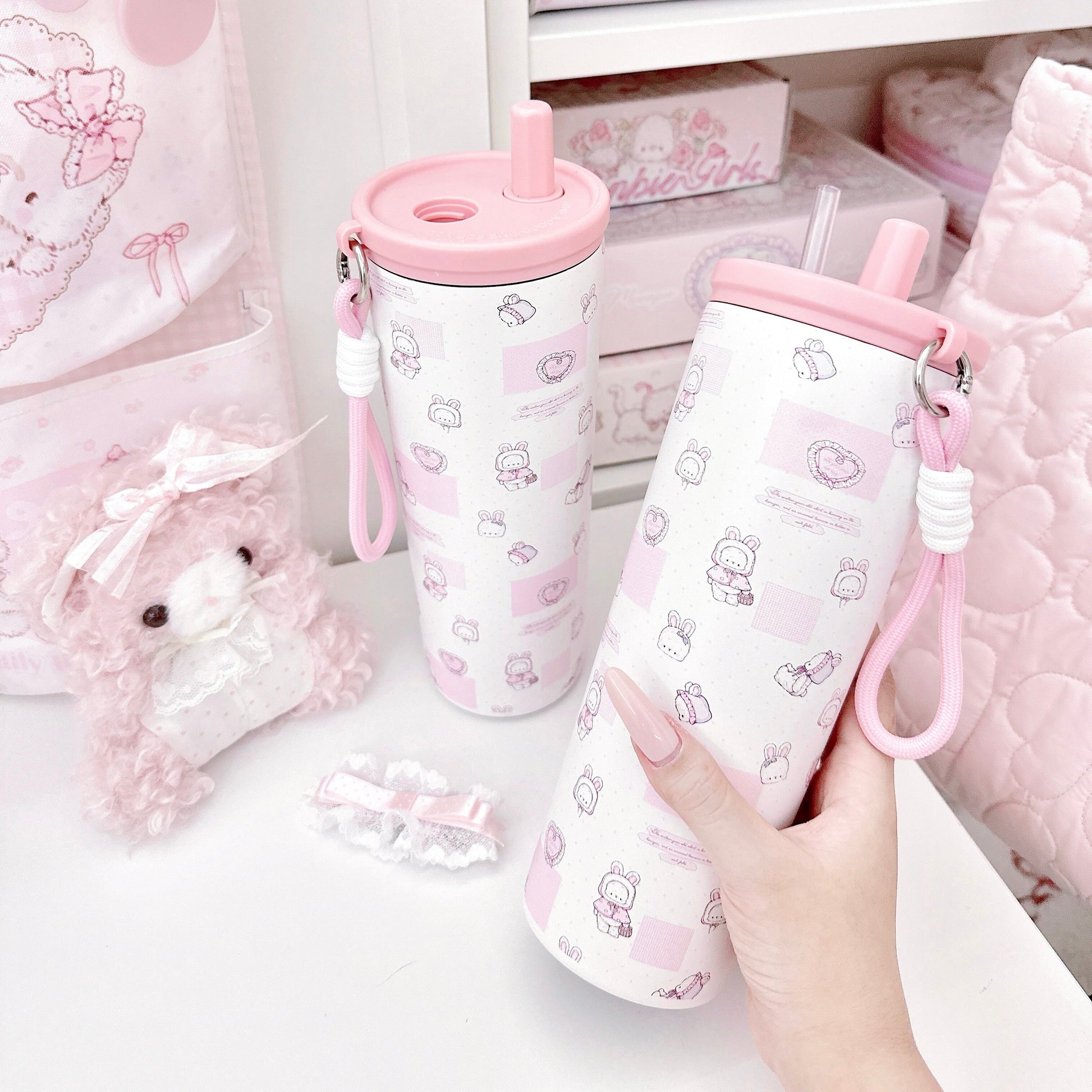 kawaii straw portable cup