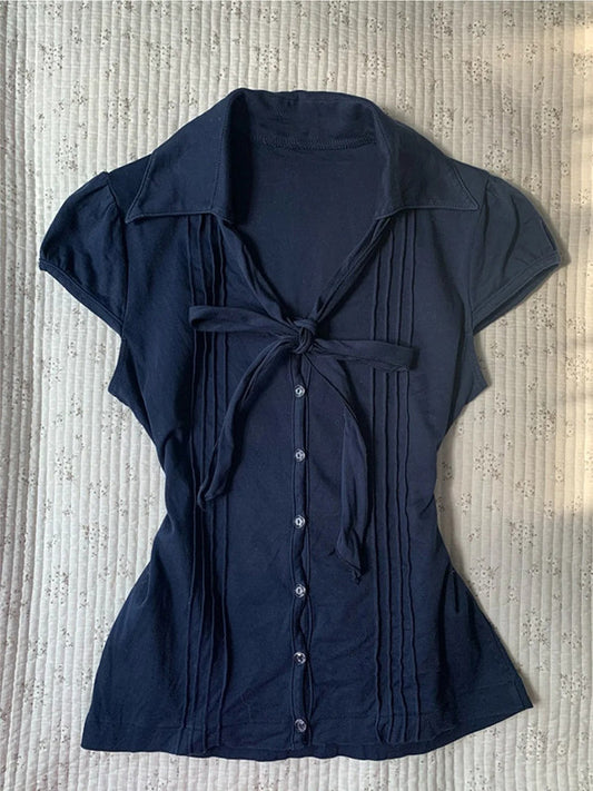 navy bow vintage shirt