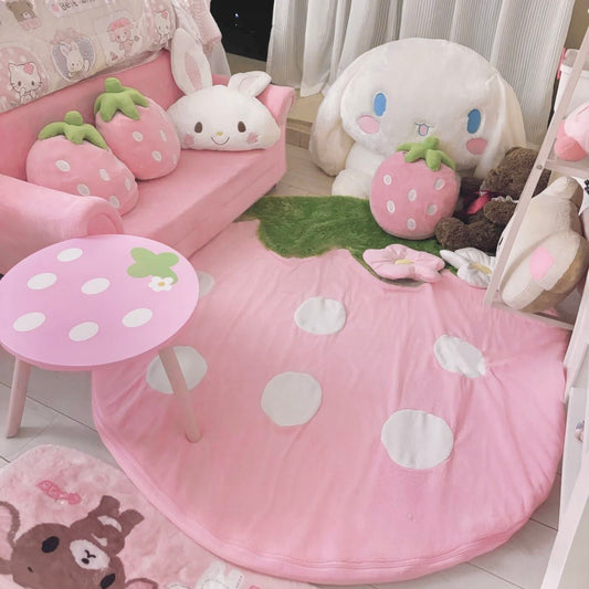 homemade cute strawberry bedside blanket