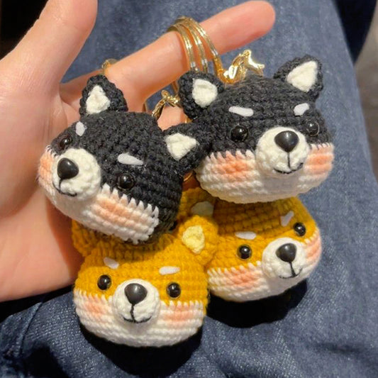 DIY crochet Akita dog keychain