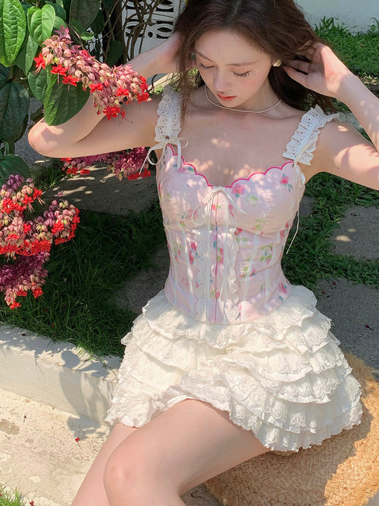 pink rose cotton tank top