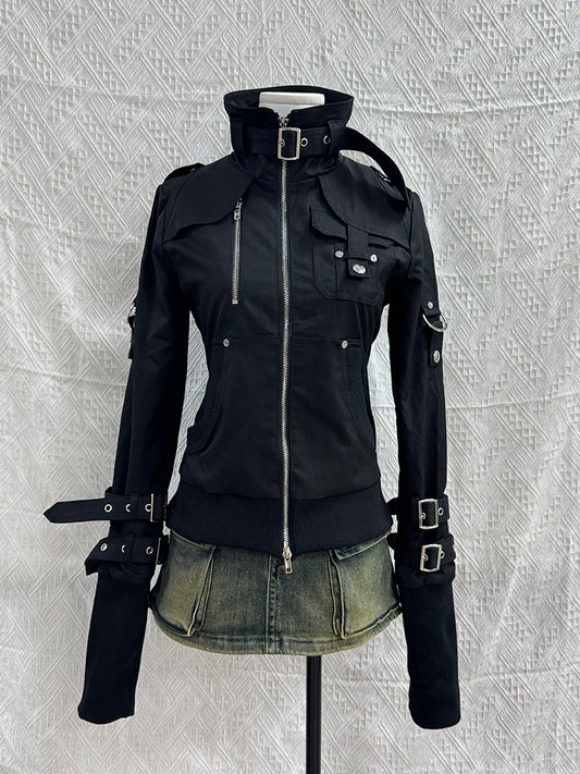 retro buckles black jacket