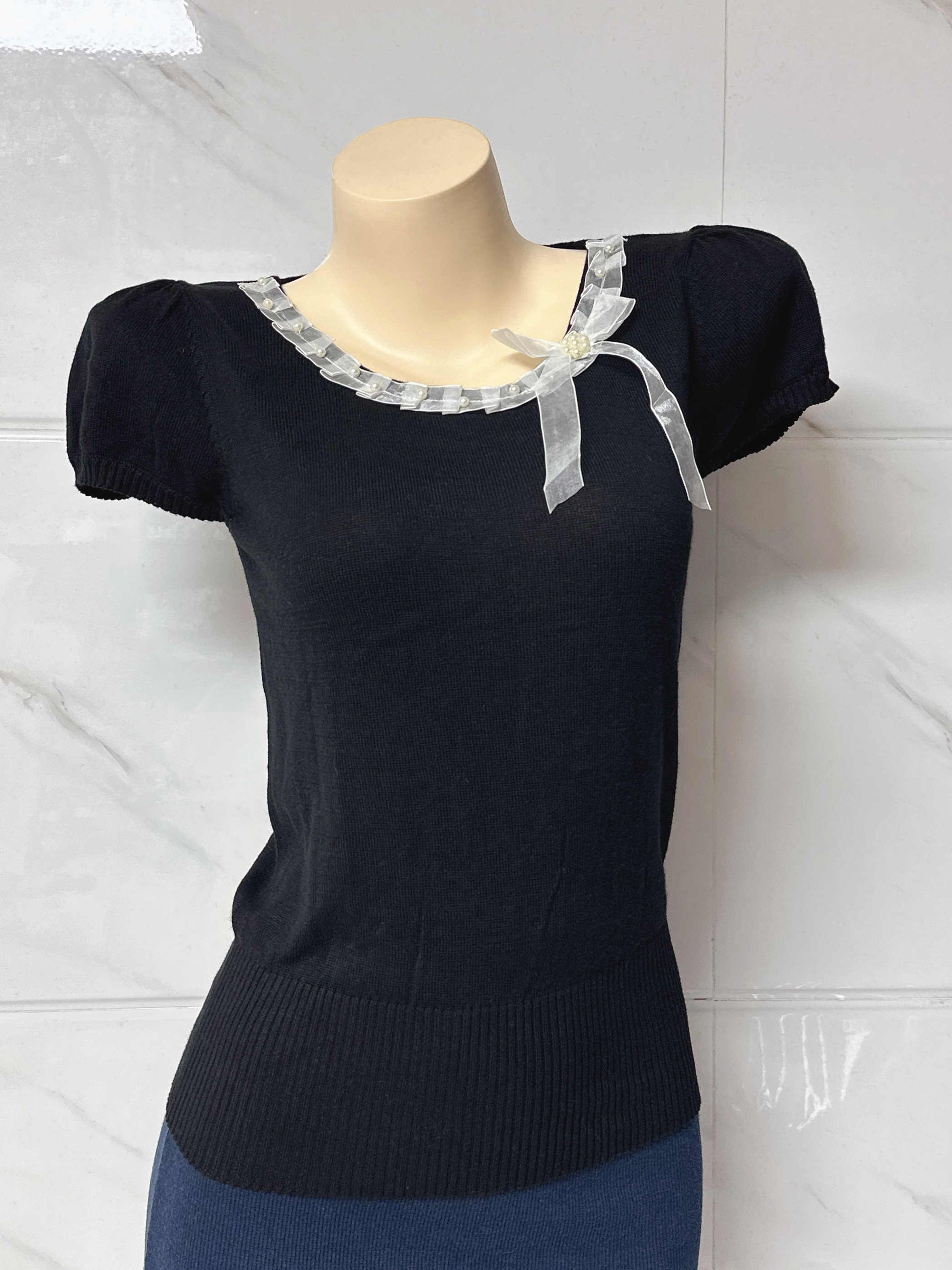 Dark Coquette Bow Ribbon Top