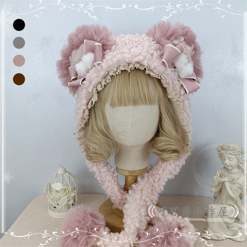 bear ear fur kawaii hat
