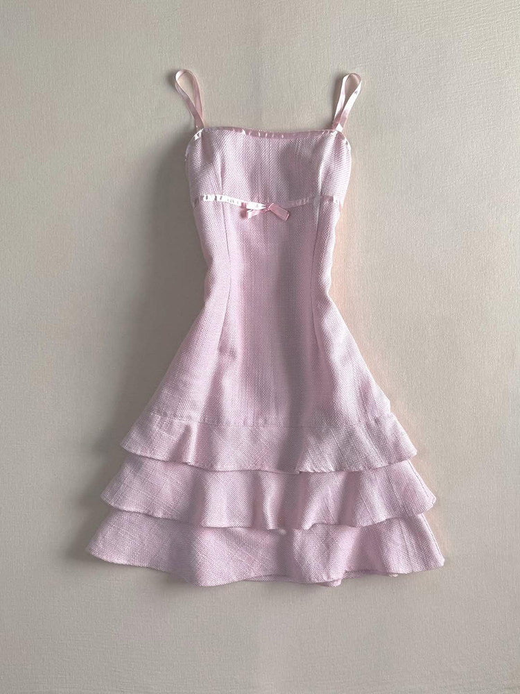 pink coquette bow suspender dress