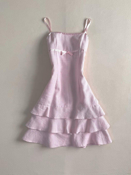 pink coquette bow suspender dress