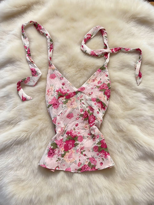 pink floral tank top