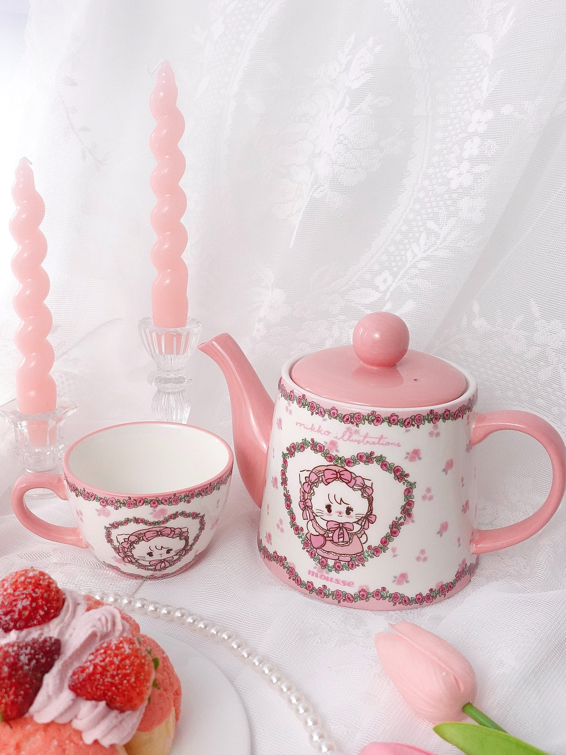 strawberry kawaii mug