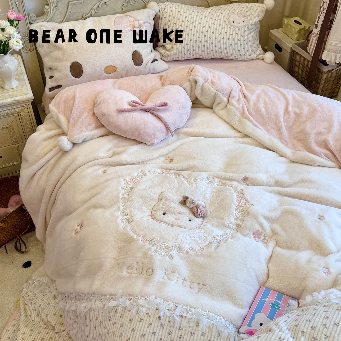 Girly Heart KT Cat Bed Four Piece Set